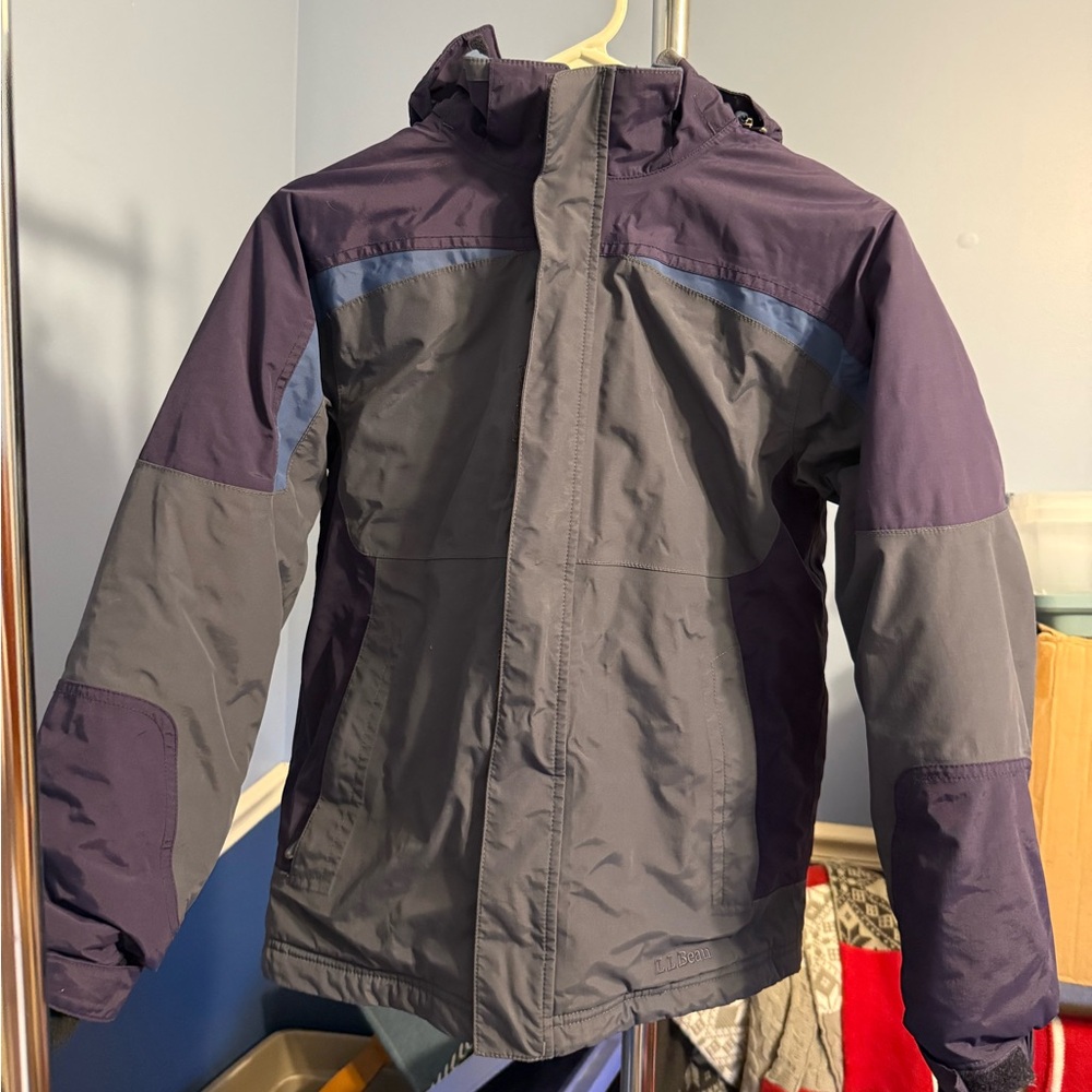 L.L. Bean YouthGray and Dark Purple Performance Jacket